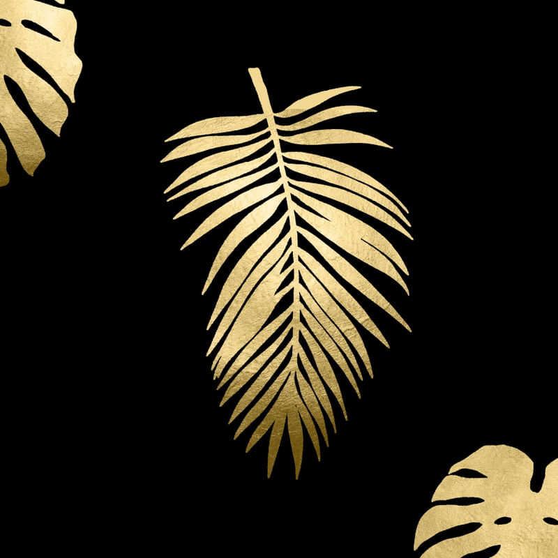 FOLHAS TROPICAIS DOURADAS E PRETO II