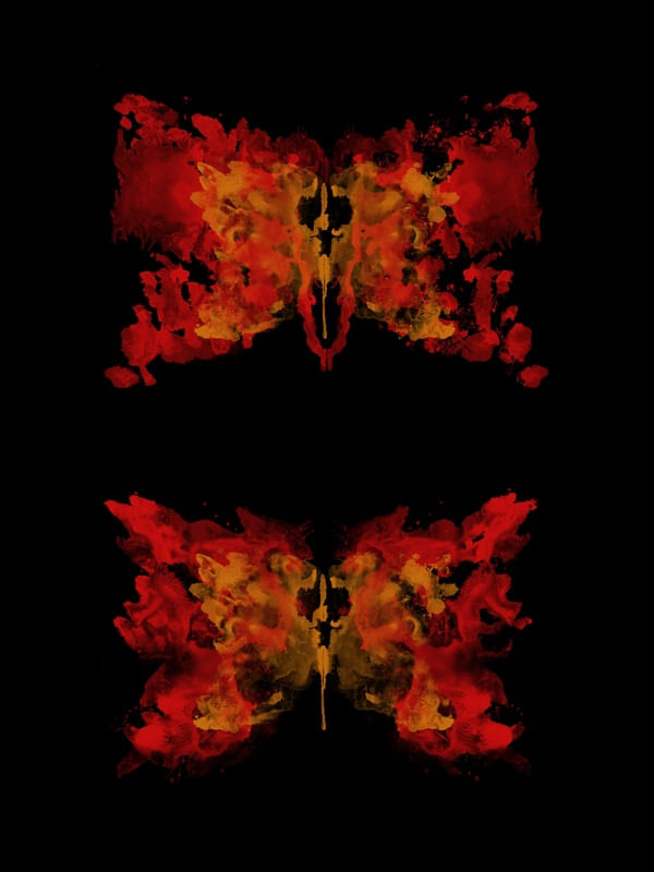 BORBOLETAS ABSTRATAS (AQUARELA VERMELHA - FUNDO PRETO)