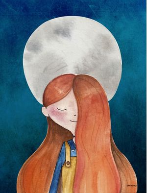 MENINA RUIVA E A LUA