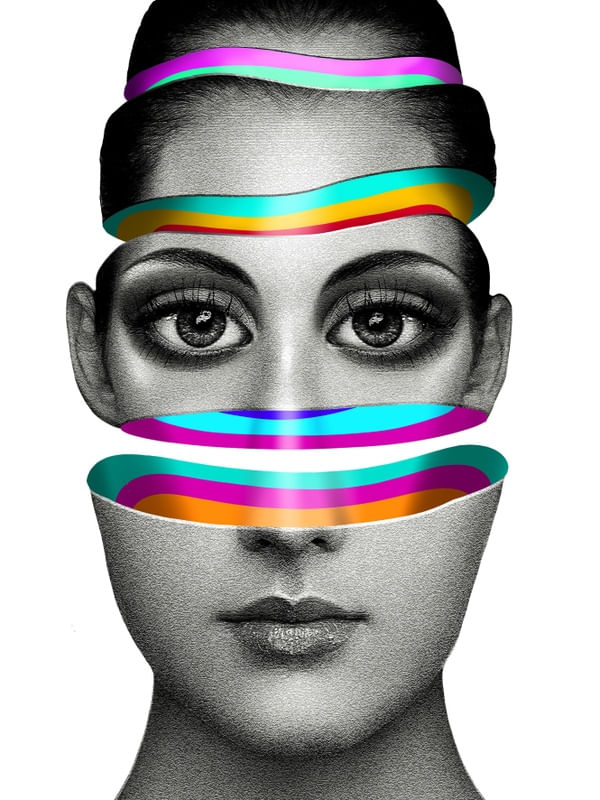 MULHER OLHOS CORES