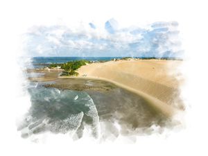 PRAIA DE GENIPABU (NATAL - RN) ILUSTRAÇÃO AQUARELA