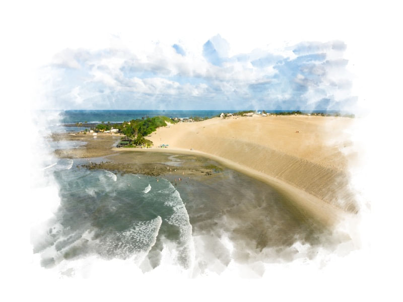 PRAIA DE GENIPABU (NATAL - RN) ILUSTRAÇÃO AQUARELA