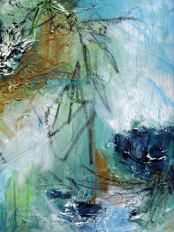 CAUSE AND EFFECT 1, BLUE ABSTRATO SKETCH PINTURA