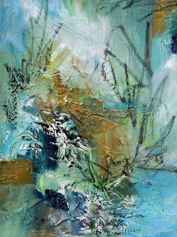 CAUSE AND EFFECT 2, BLUE ABSTRATO SKETCH PINTURA
