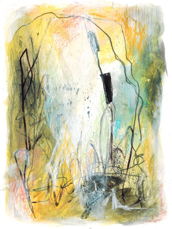 LAKE REEDS 1, MODERNO ABSTRATO ORGANICO PINTURA