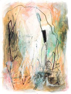 LAKE REEDS 2, MODERNO ABSTRATO ORGANICO PINTURA