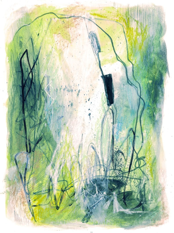 LAKE REEDS 3, MODERNO ABSTRATO ORGANICO PINTURA