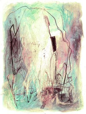 LAKE REEDS 4, MODERNO ABSTRATO ORGANICO PINTURA