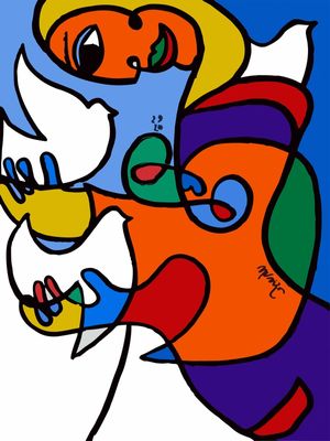 MUJER CON PALOMAS DE PABLO PICASSO, POR MRRCELO URIZAR