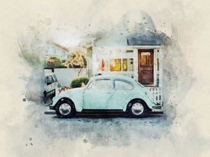 FUSCA AZUL AQUARELA