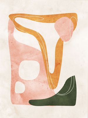ABSTRATO VERDE LARANJA E ROSA 4 DE 4 - CONJUNTO