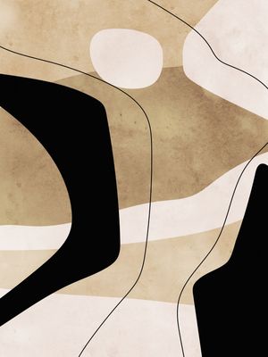ABSTRATO PRETO E BEGE I - TRÍPTICO