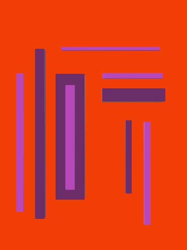 MINIMALISTA LARANJA E ROXO 3D ARTISTA GLORIA RIMES