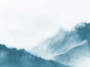 MONTANHAS COM NEBLINA EM AQUARELA