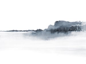 PAISAGEM ABSTRATO EM AQUARELA - CINZA AZULADO