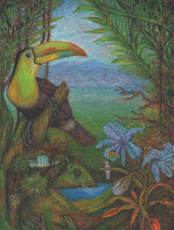 TUCANO-TOCO DA AMAZÔNIA EM DESENHO DE GIZ PASTEL