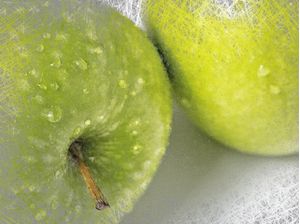 MAÇÃ VERDE EM PINCEL