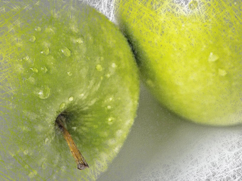 MAÇÃ VERDE EM PINCEL