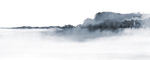 PAISAGEM ABSTRATO EM AQUARELA CINZA AZULADO - PANORÂMICO