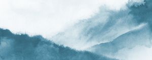 MONTANHAS COM NEBLINA EM AQUARELA - PANORÂMICO
