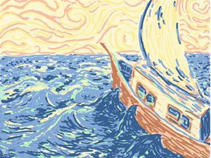 BARCO SOB CÉU AMARELO