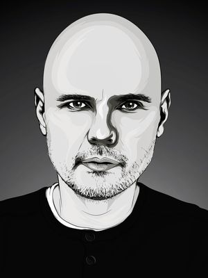 BILLY CORGAN IN BLACK & GRAY