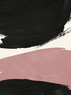 ABSTRATO PINCELADAS ROSA E PRETO I - DÍPTICO