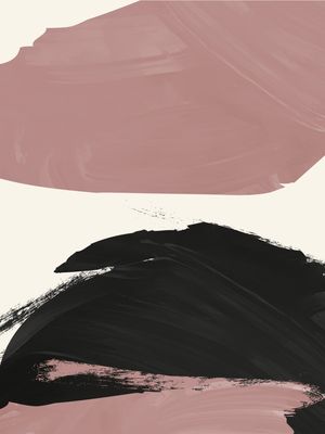 ABSTRATO PINCELADAS ROSA E PRETO II - DÍPTICO