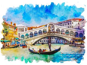 VENEZA PONTE RIALTO - AQUARELA