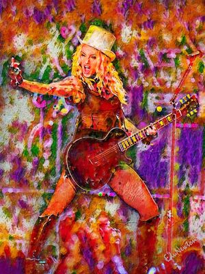 MADONA E SUA GUITARRA - PINTURA A ÓLEO