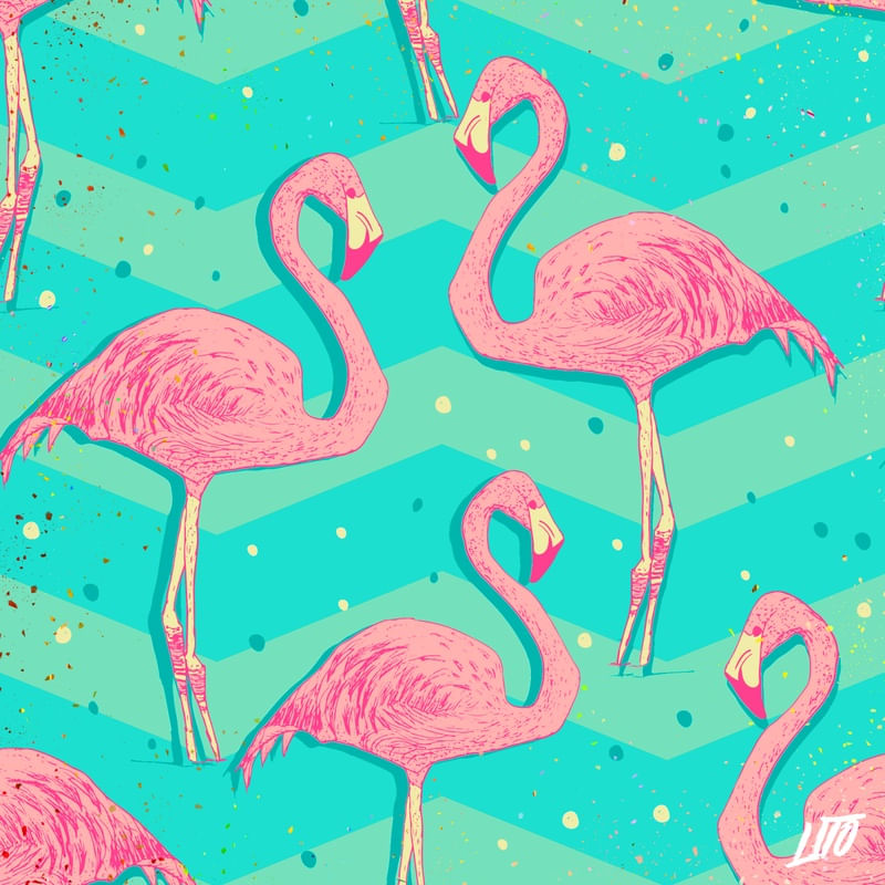 FLAMINGOS ROSA E VERDE