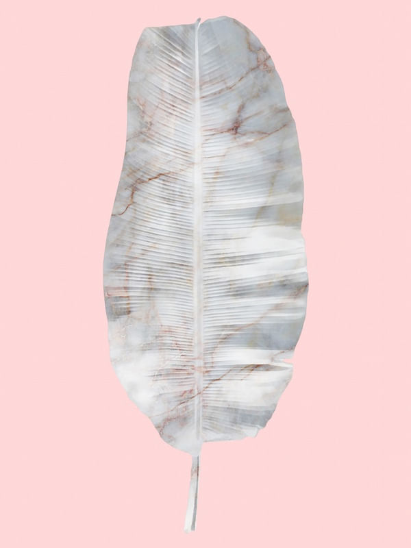 WHITE MARBLE BANANA LEAF ON PINK