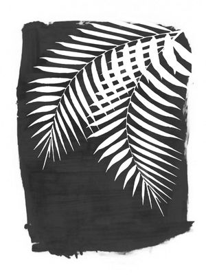 PALM LEAVES SILHOUETTE ON BLACK PAINT