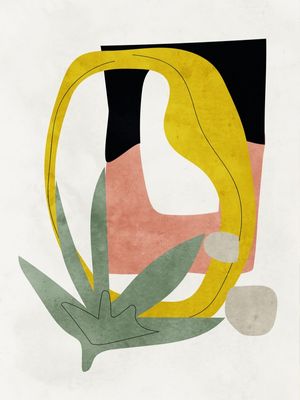 ABSTRATO PRETO AMARELO E ROSA II - TRÍPTICO