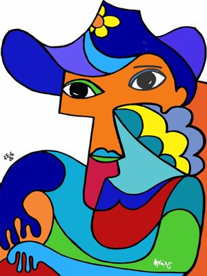 MUJER SENTADA CON SOMBRERO