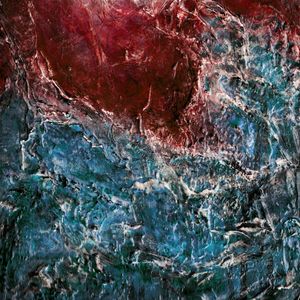 PASSAGE 7, VERMELHO AZUL OCEANO MAR PRAIA ABSTRATO PINTURA
