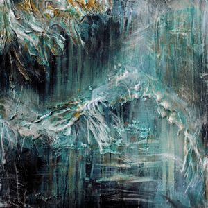 MOANA 3, TEAL BLUE CERCETA OCEANO MAR ABSTRATO QUADRADO