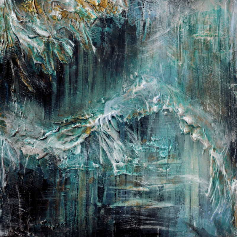 MOANA 3, TEAL BLUE CERCETA OCEANO MAR ABSTRATO QUADRADO