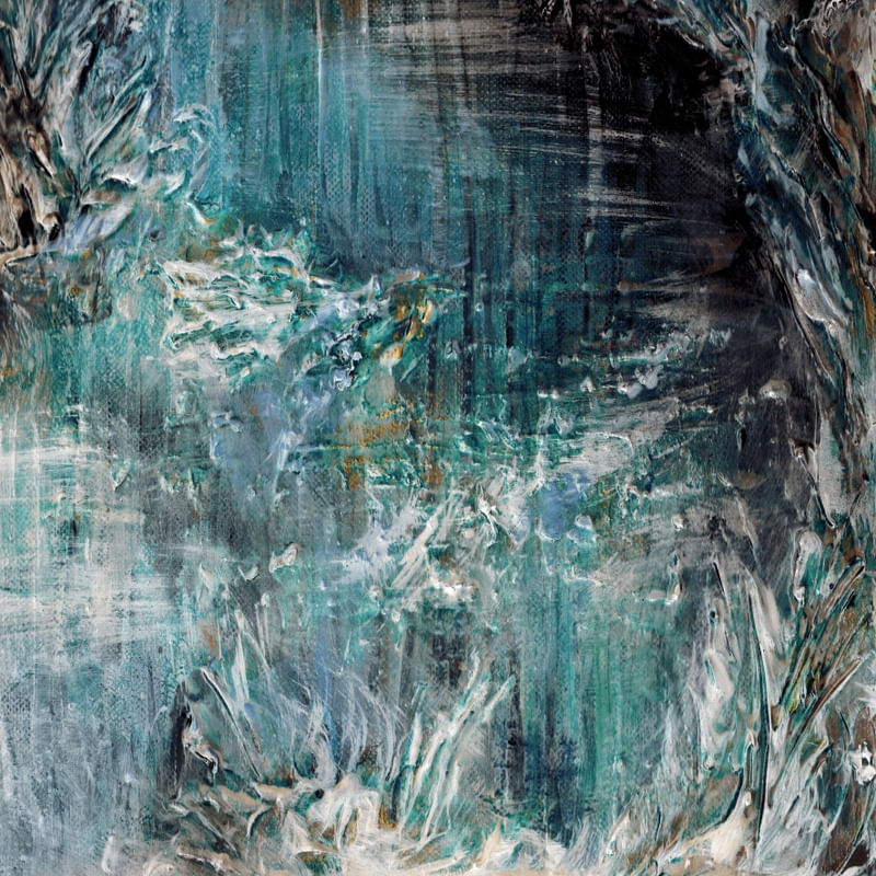 MOANA 5, TEAL BLUE CERCETA OCEANO MAR ABSTRATO QUADRADO