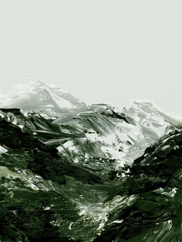 CLIMB EVERY MOUNTAIN 1, VERDE MONTANHAS NATUREZA ABSTRATO PINTURA