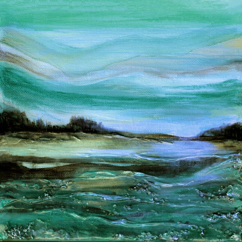 SUNSET GLOW 2 , COOL DUSK OCEANO CERCETA PAISAGEM MODERNO PINTURA