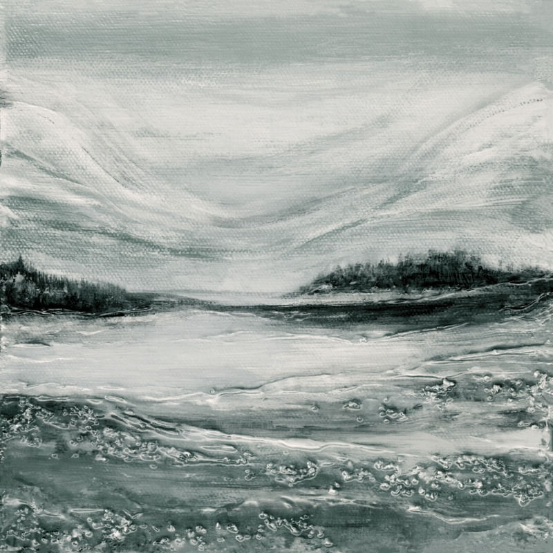 SUNSET GLOW 1 , GREYSCALE MONO CINZA NEUTRO PAISAGEM MODERNO PINTURA