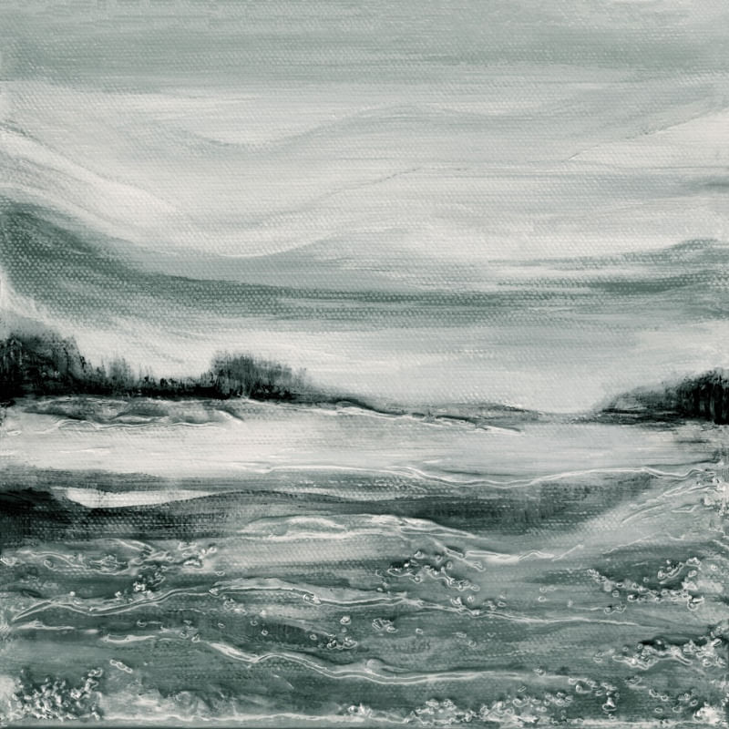 SUNSET GLOW 2 , GREYSCALE MONO CINZA NEUTRO PAISAGEM MODERNO PINTURA