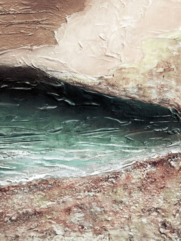 OCEAN CALLING 4, ROSA OURO PESSEGO VERDE SUAVE OCEANO TROPICAL MAR ONDAS PAISAGEM