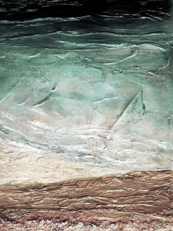 OCEAN CALLING 5, ROSA OURO PESSEGO VERDE SUAVE OCEANO TROPICAL MAR ONDAS PAISAGEM