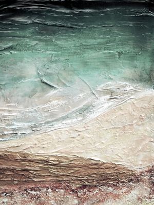 OCEAN CALLING 6, ROSA OURO PESSEGO VERDE SUAVE OCEANO TROPICAL MAR ONDAS PAISAGEM