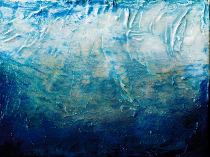 BENEATH THE VEIL 2, BOLD - INDIGO AZUL OCEANO ABSTRATO MODERNO PINTURA