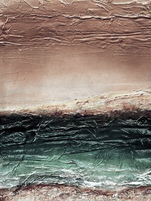 OCEAN CALLING 10, ROSA OURO PESSEGO VERDE SUAVE OCEANO TROPICAL MAR ONDAS PAISAGEM