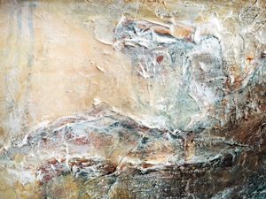 PASSAGE 2, BEGE TAUPE FERRUGEM OCEANO MAR PRAIA ABSTRATO PINTURA
