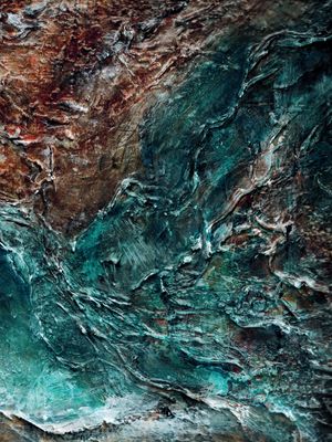 PASSAGE 5, CERCETA FERRUGEM OCEANO MAR PRAIA ABSTRATO PINTURA